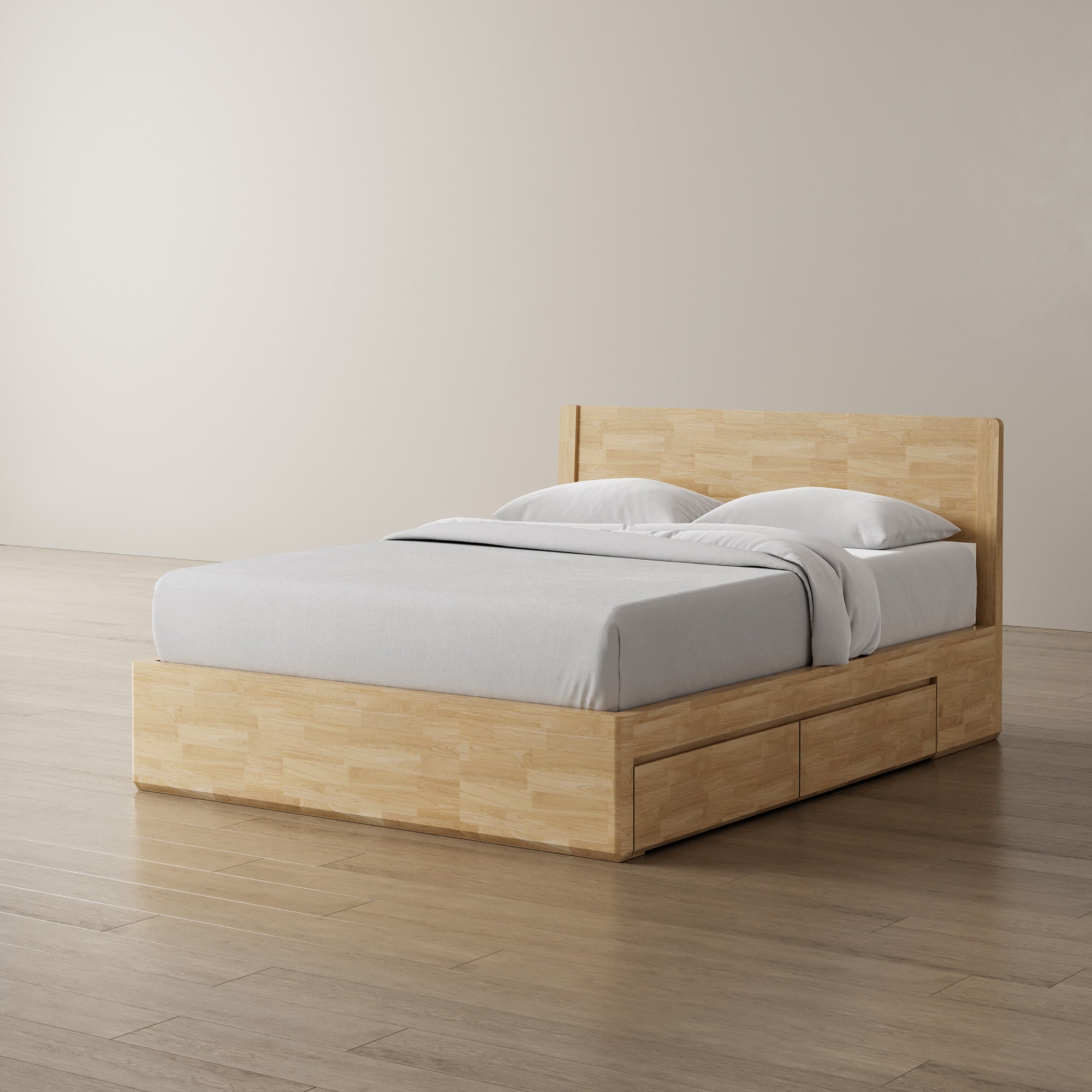 Surround Storage Bed + Wooden Headboard + Bedsides
