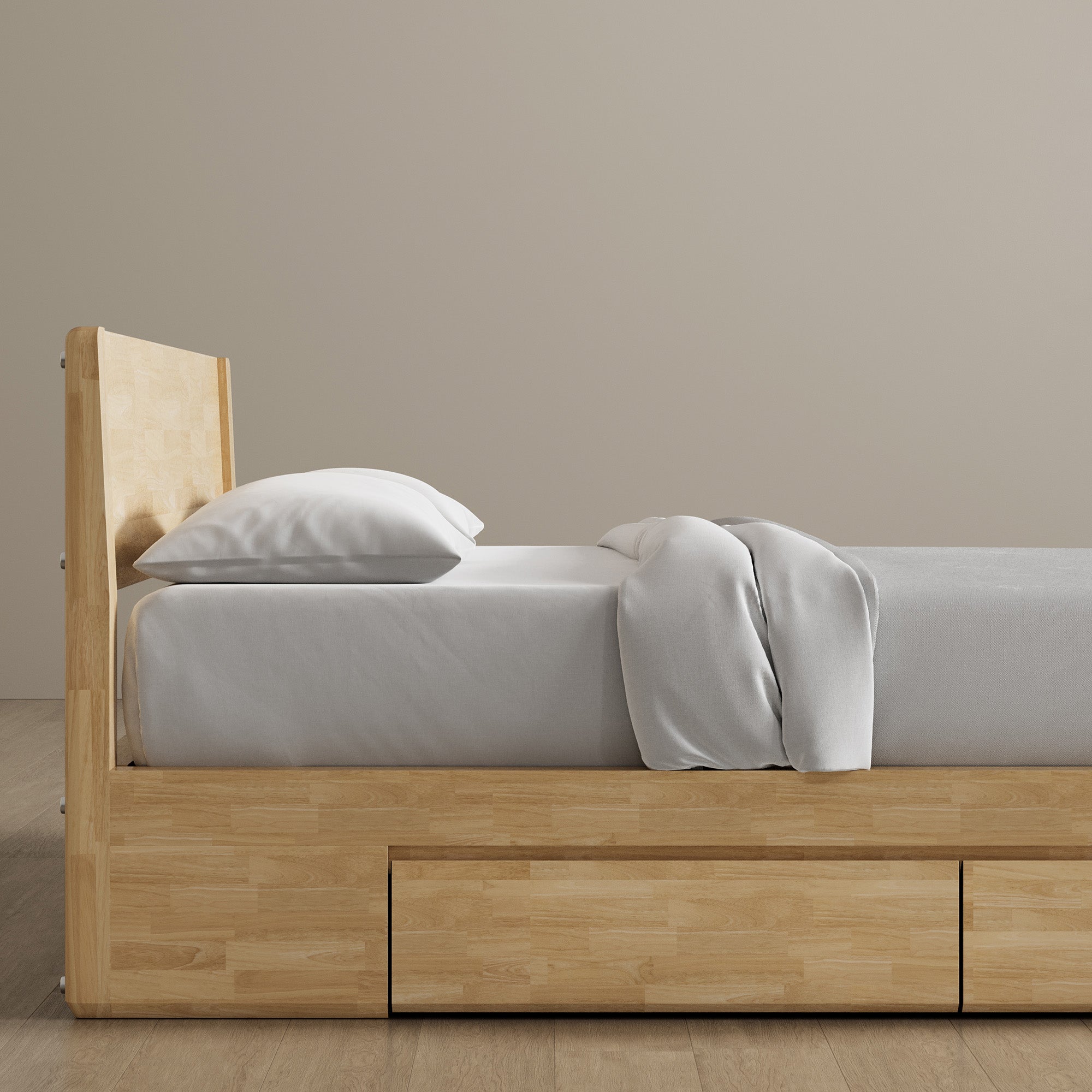 Surround Storage Bed + Wooden Headboard + Bedsides