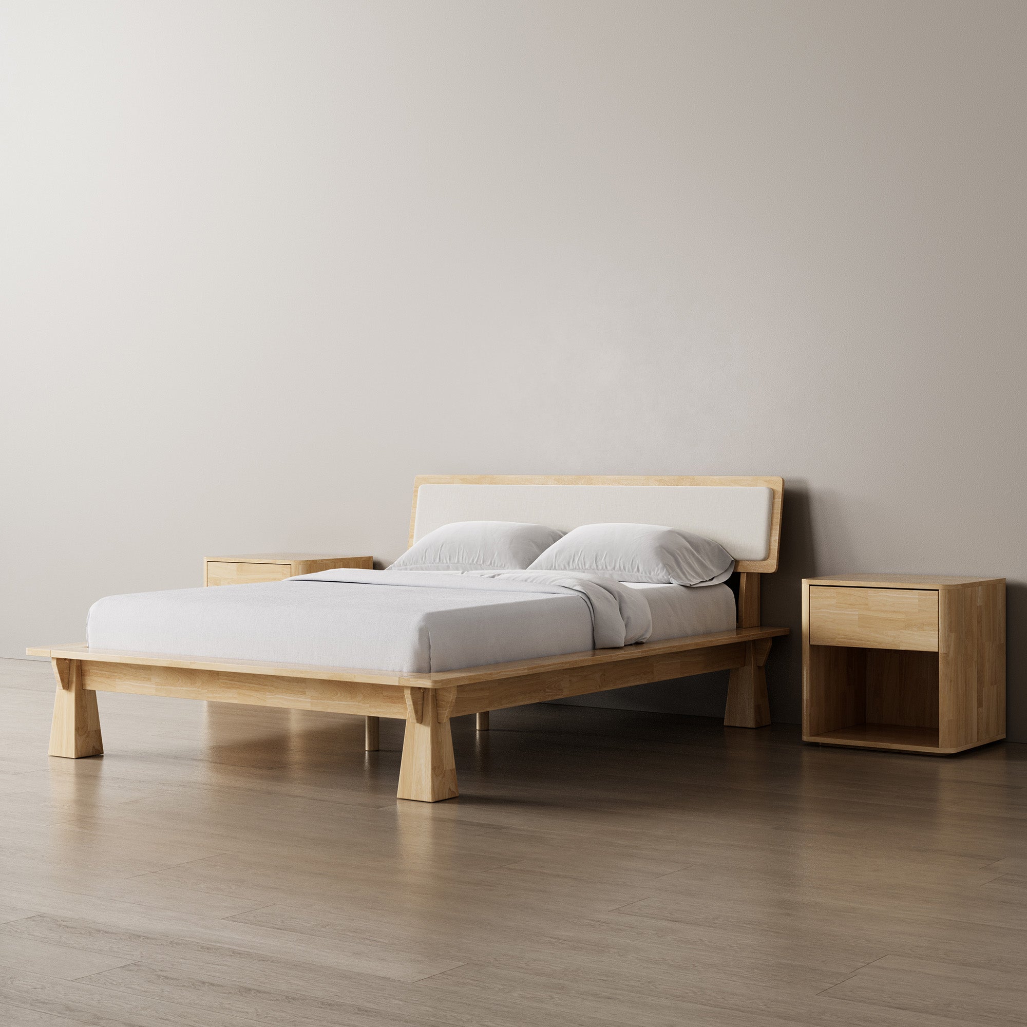 Connect Platform Bed + Two-tone Headboard + Bedsides