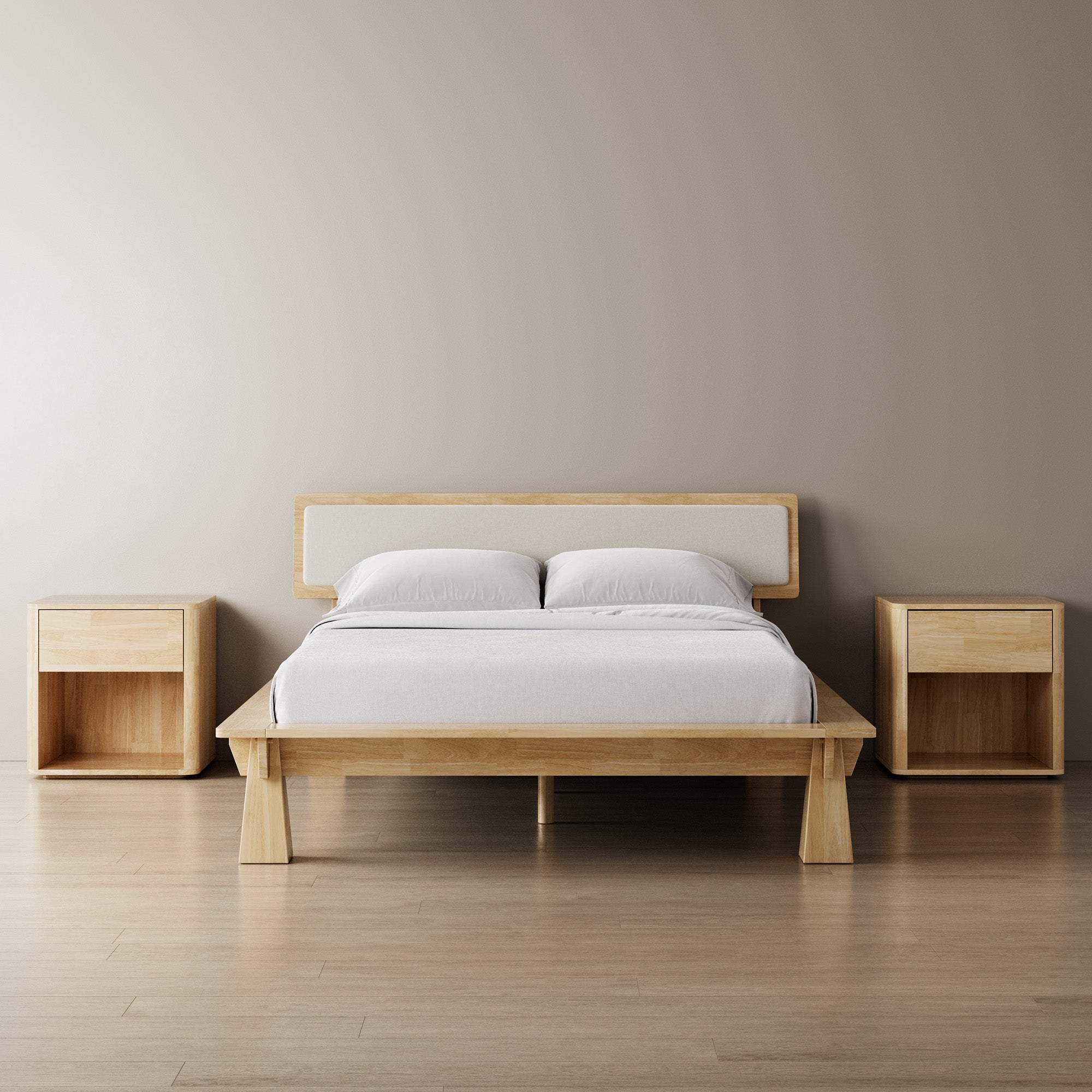 Connect Platform Bed + Two-tone Headboard + Bedsides
