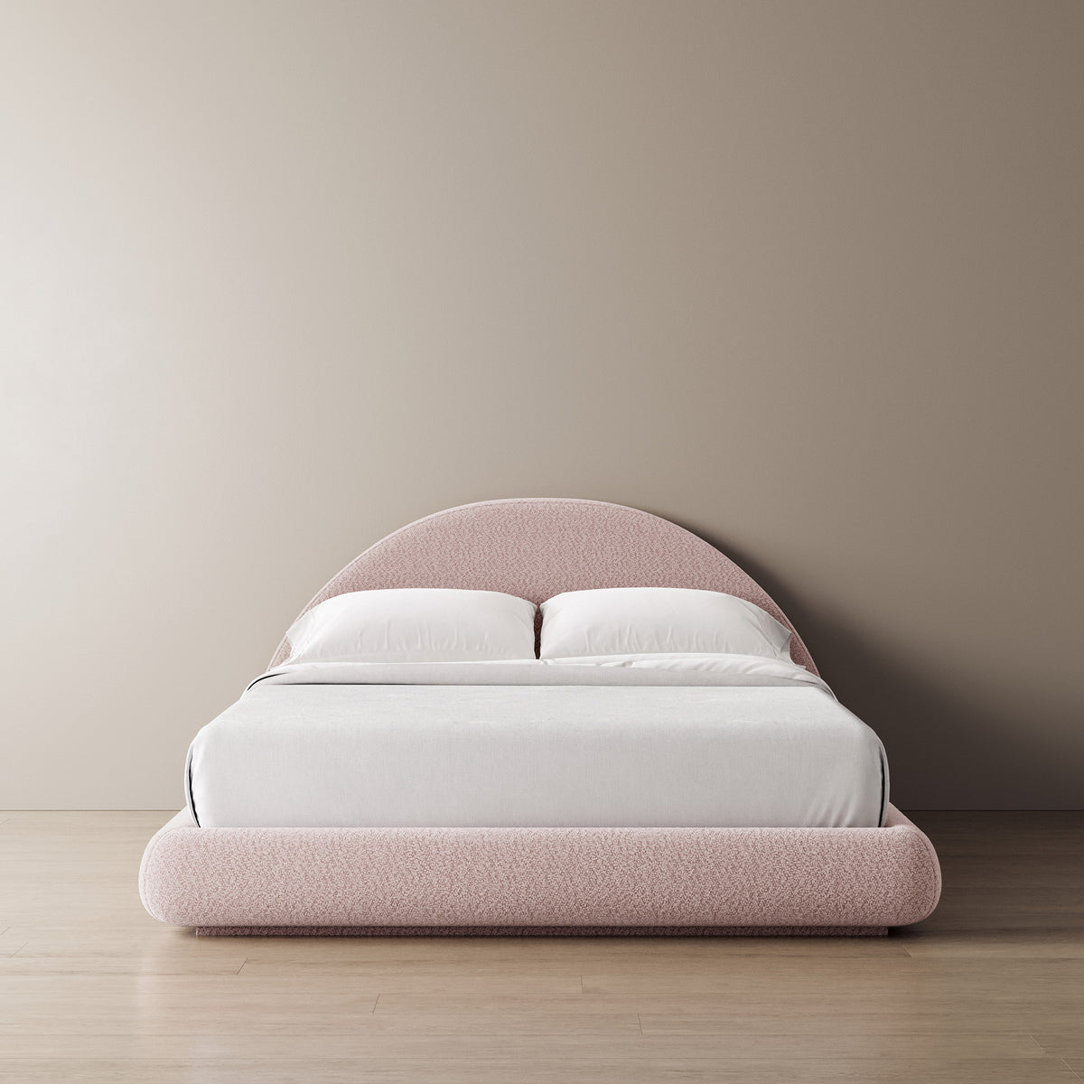 Floating Marshmallow Bed Frame Curved in Strawberry Cream by Ineshi