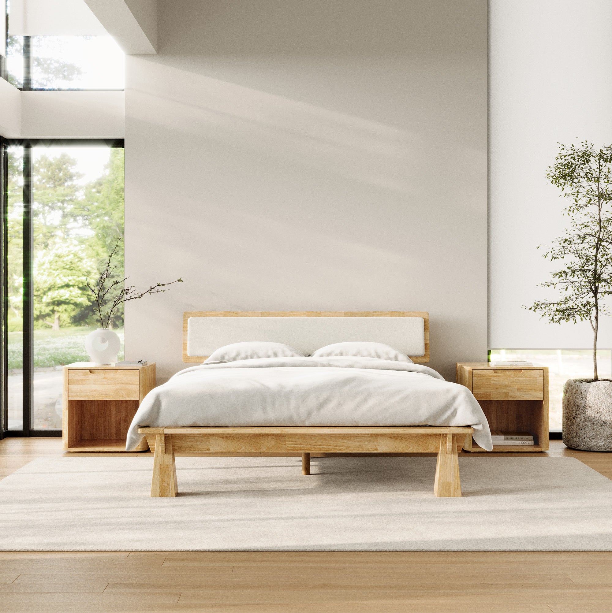 CONNECT PLATFORM BED + TWO-TONE HEADBOARD + BEDSIDES