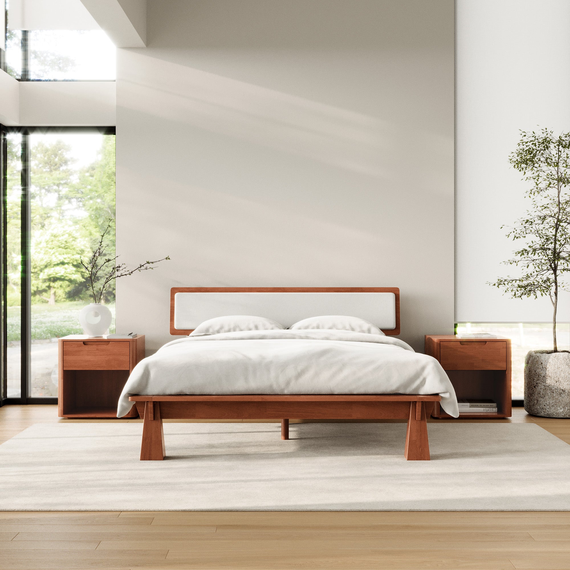 CONNECT PLATFORM BED + TWO-TONE HEADBOARD + BEDSIDES