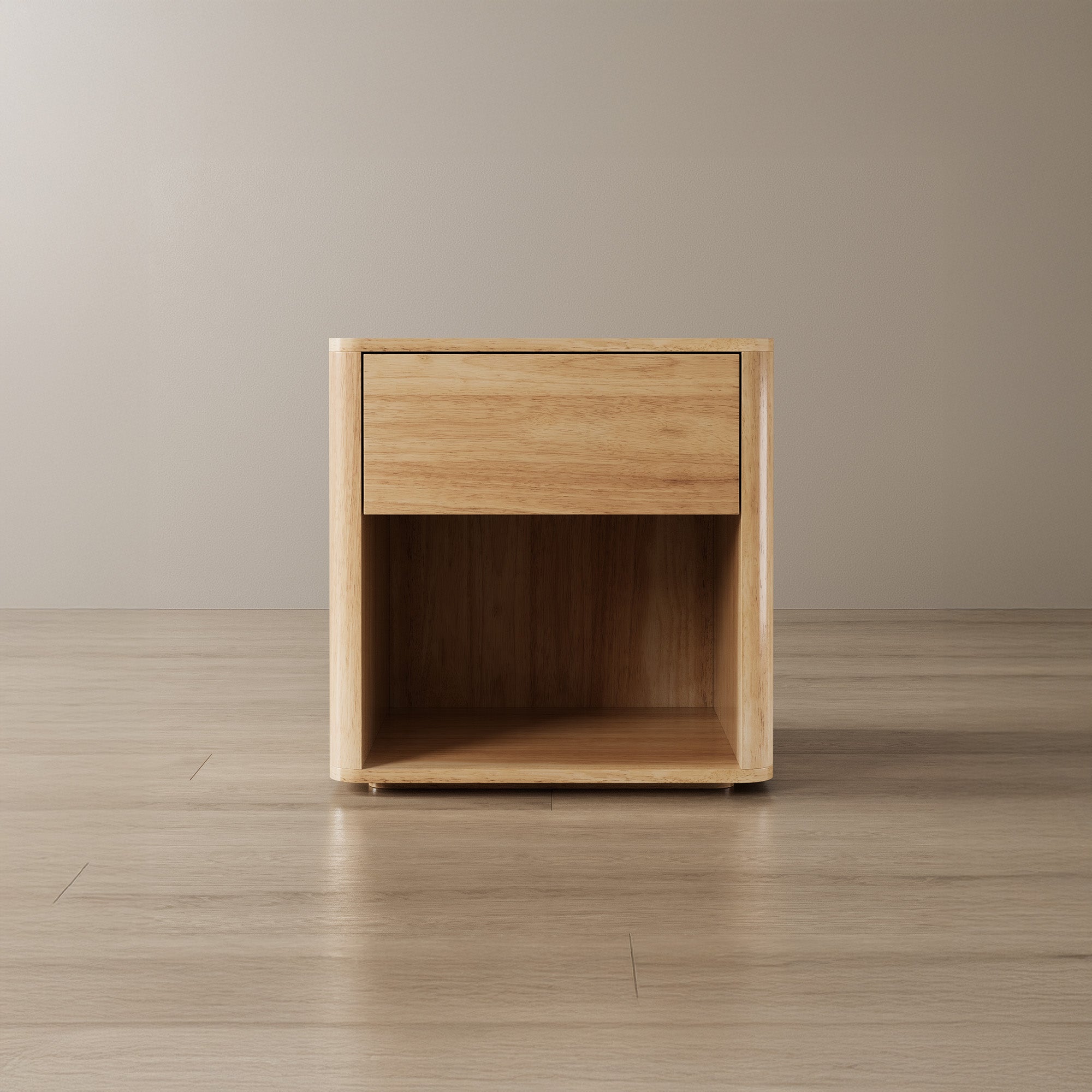 Platform Bed + Wooden Headboard + Bedsides