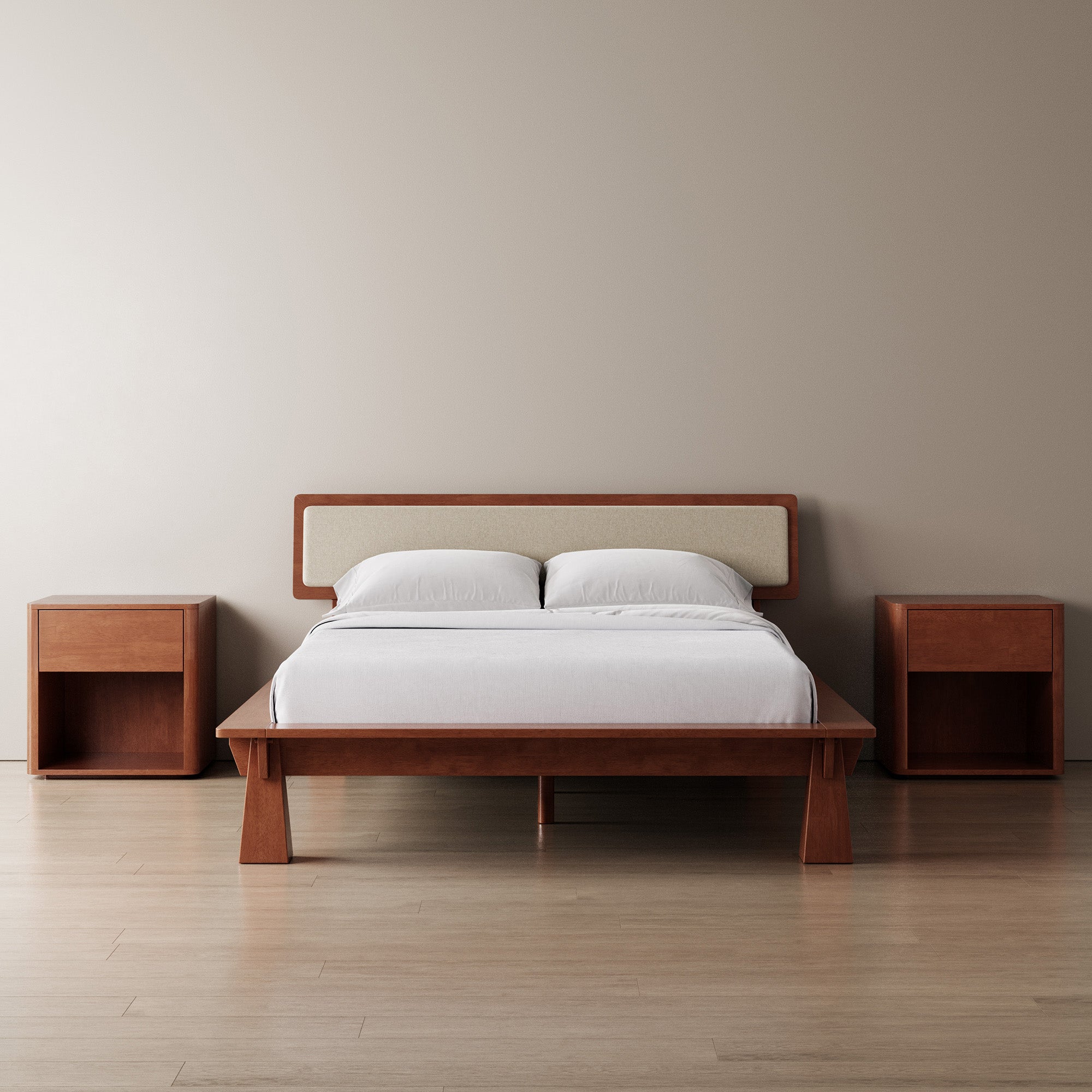 Connect Platform Bed + Two-tone Headboard + Bedsides