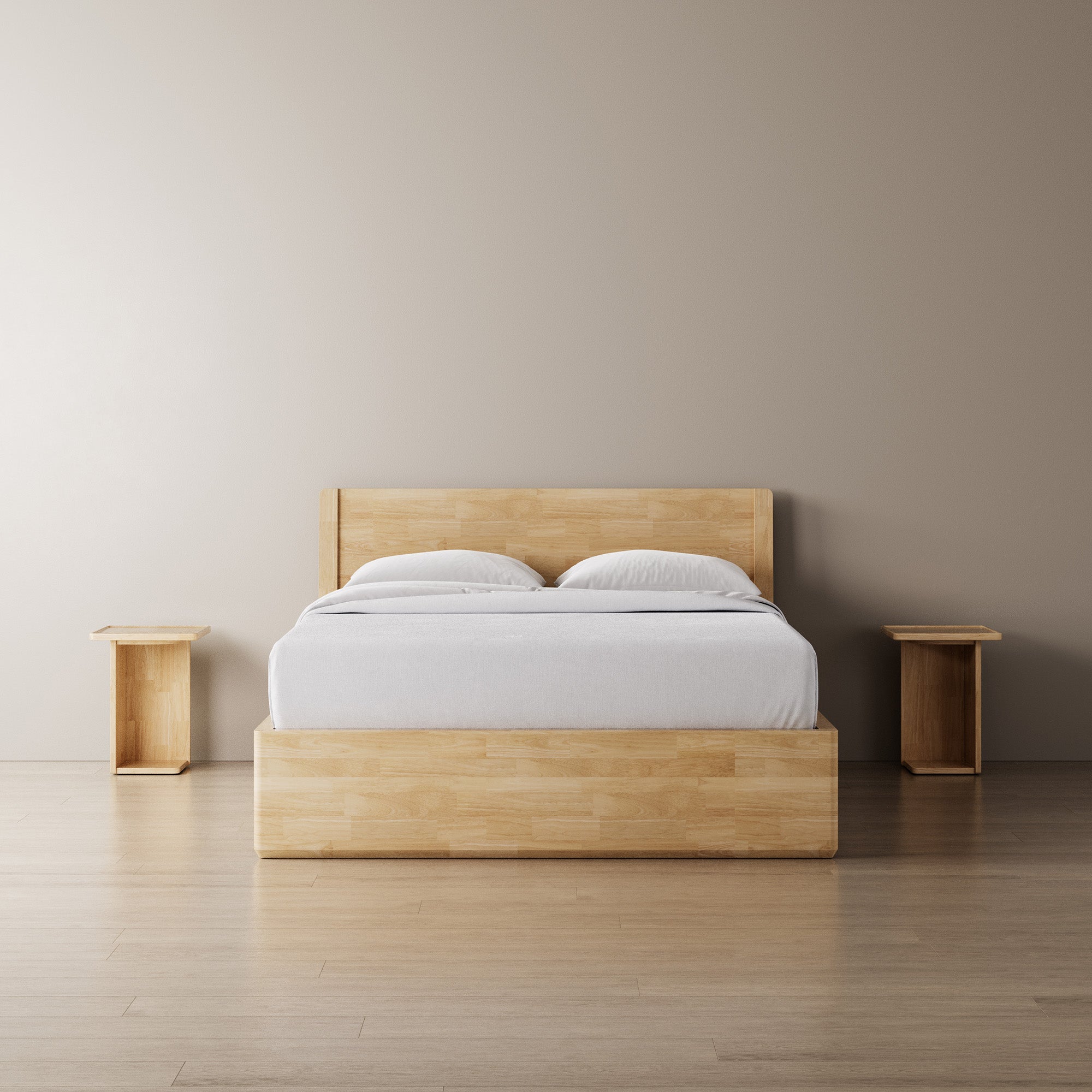 Surround Bed + Wooden Headboard + Bedsides