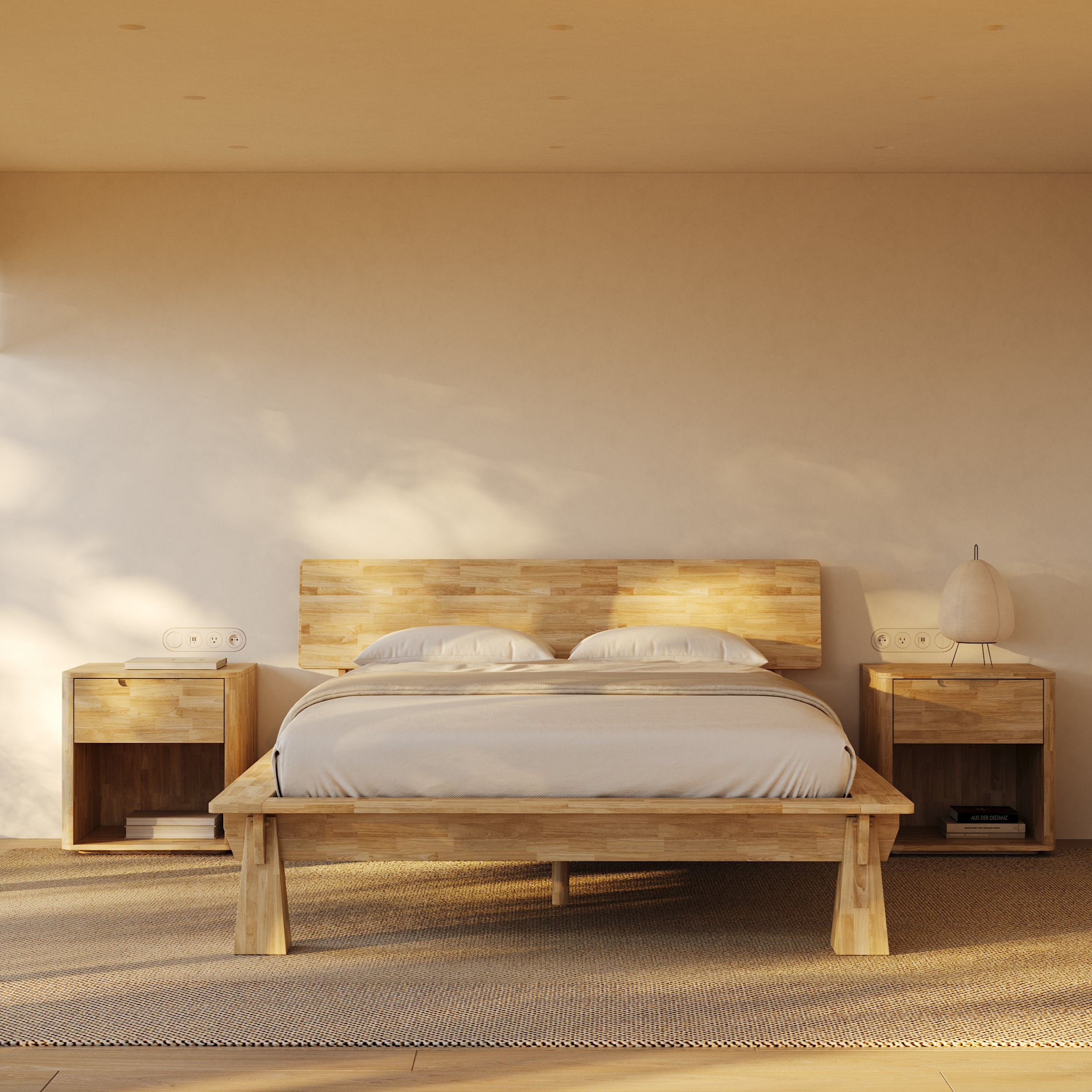 CONNECT PLATFORM BED + WOODEN HEADBOARD