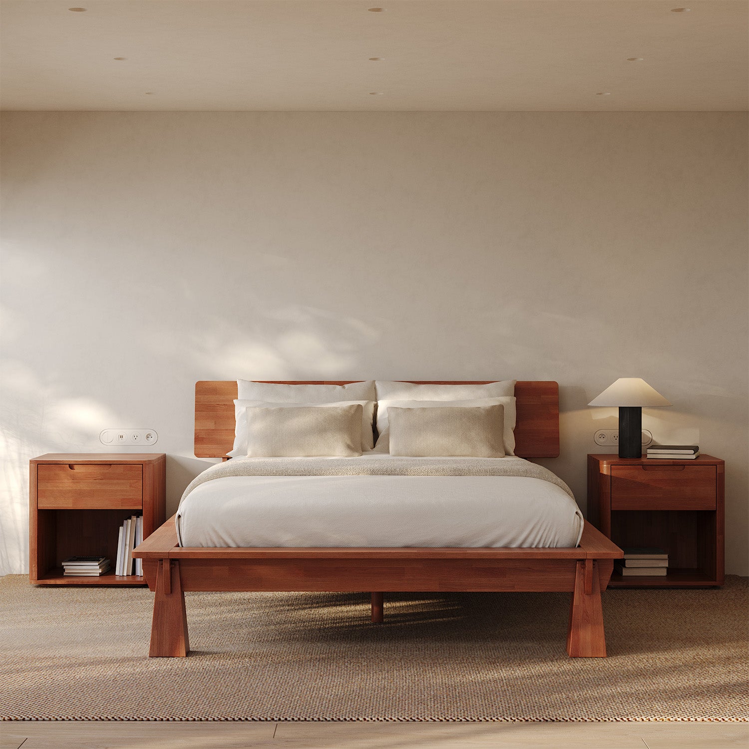 CONNECT PLATFORM BED + WOODEN HEADBOARD