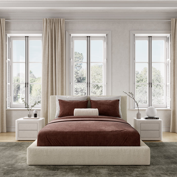 Ineshi Marshmallow Bed Frame Boucle, OffWhite