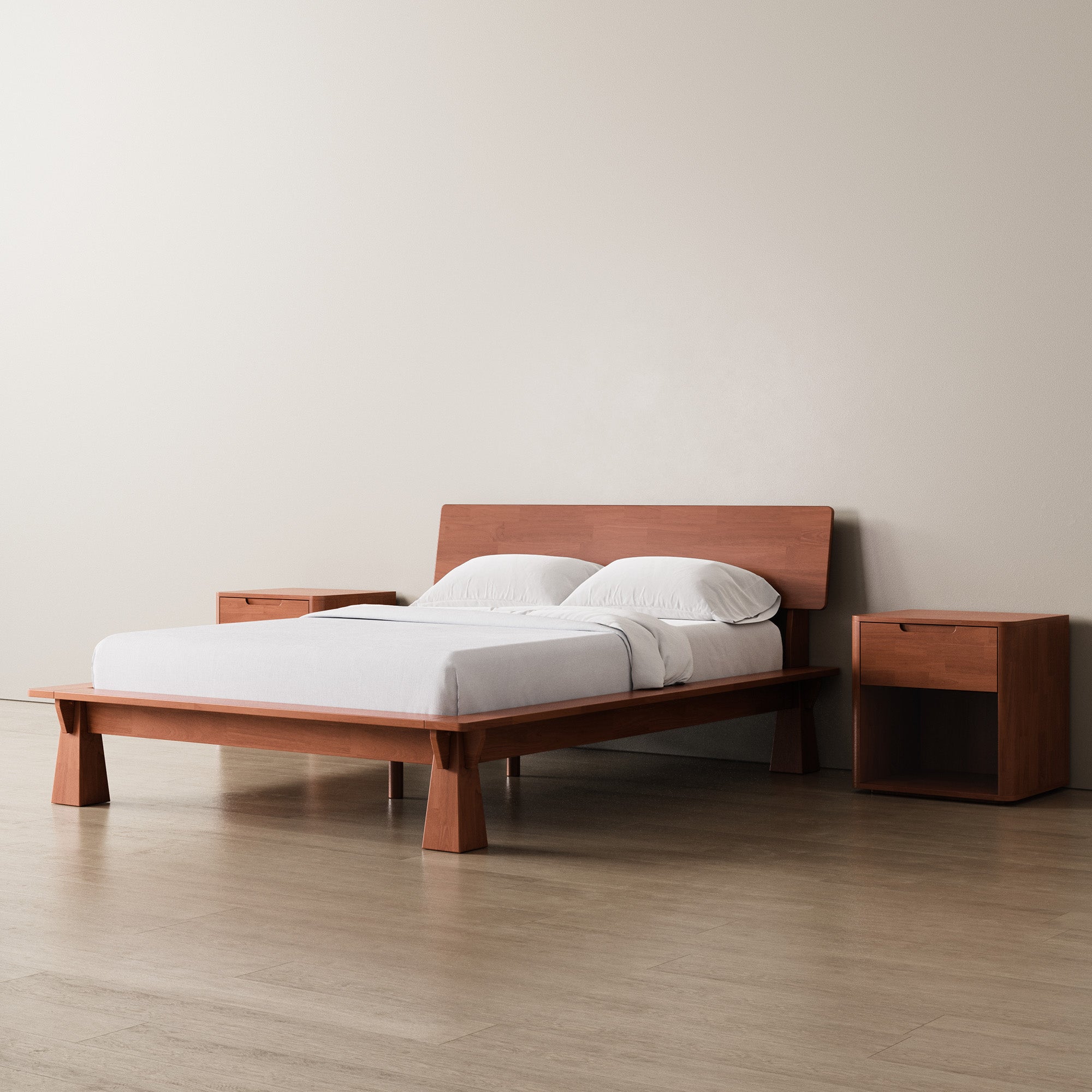 CONNECT PLATFORM BED + WOODEN HEADBOARD + BEDSIDES