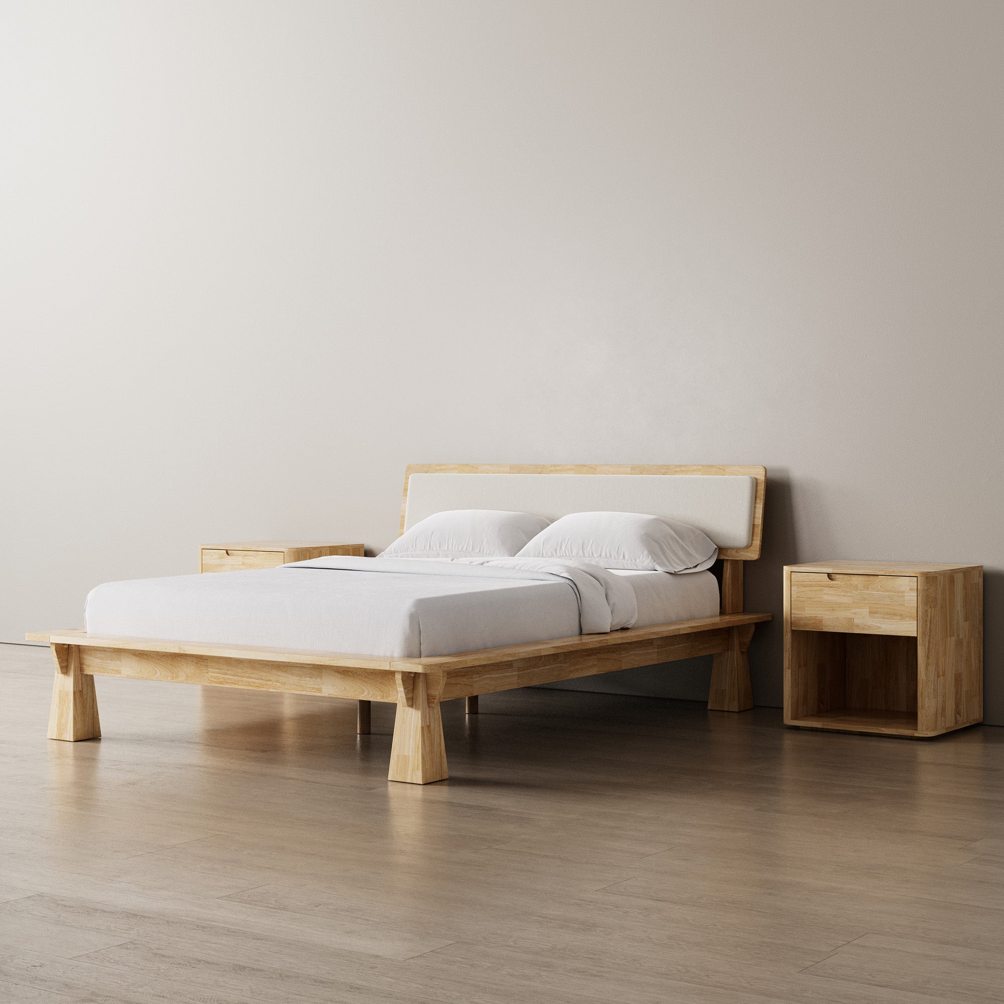 CONNECT PLATFORM BED + TWO-TONE HEADBOARD + BEDSIDES