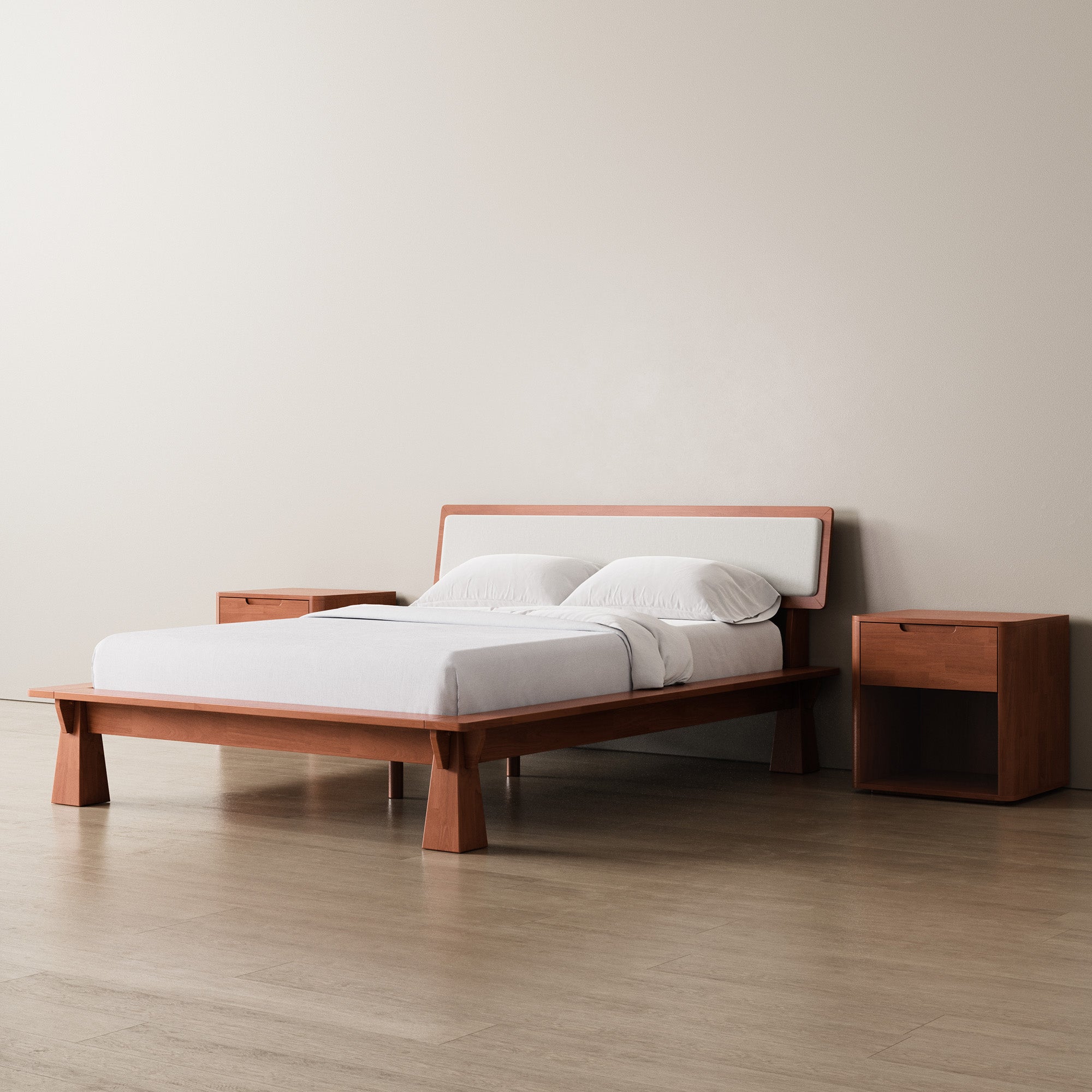 CONNECT PLATFORM BED + TWO-TONE HEADBOARD + BEDSIDES