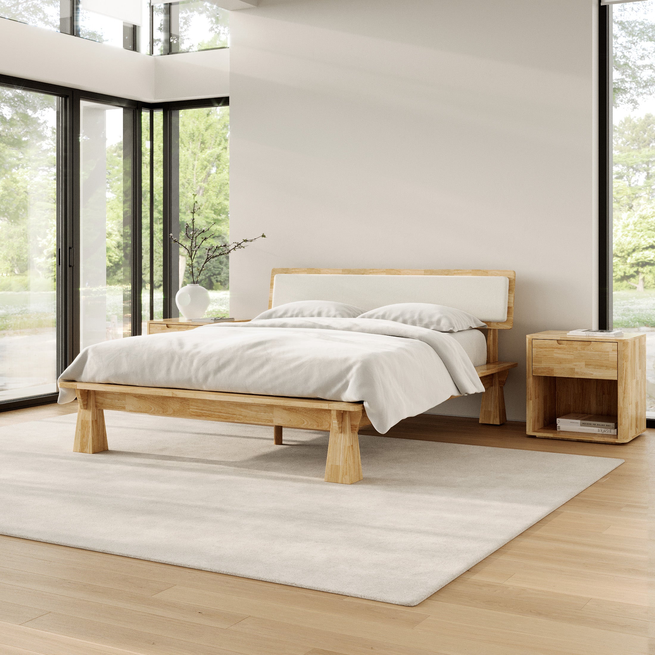 CONNECT PLATFORM BED + TWO-TONE HEADBOARD + BEDSIDES