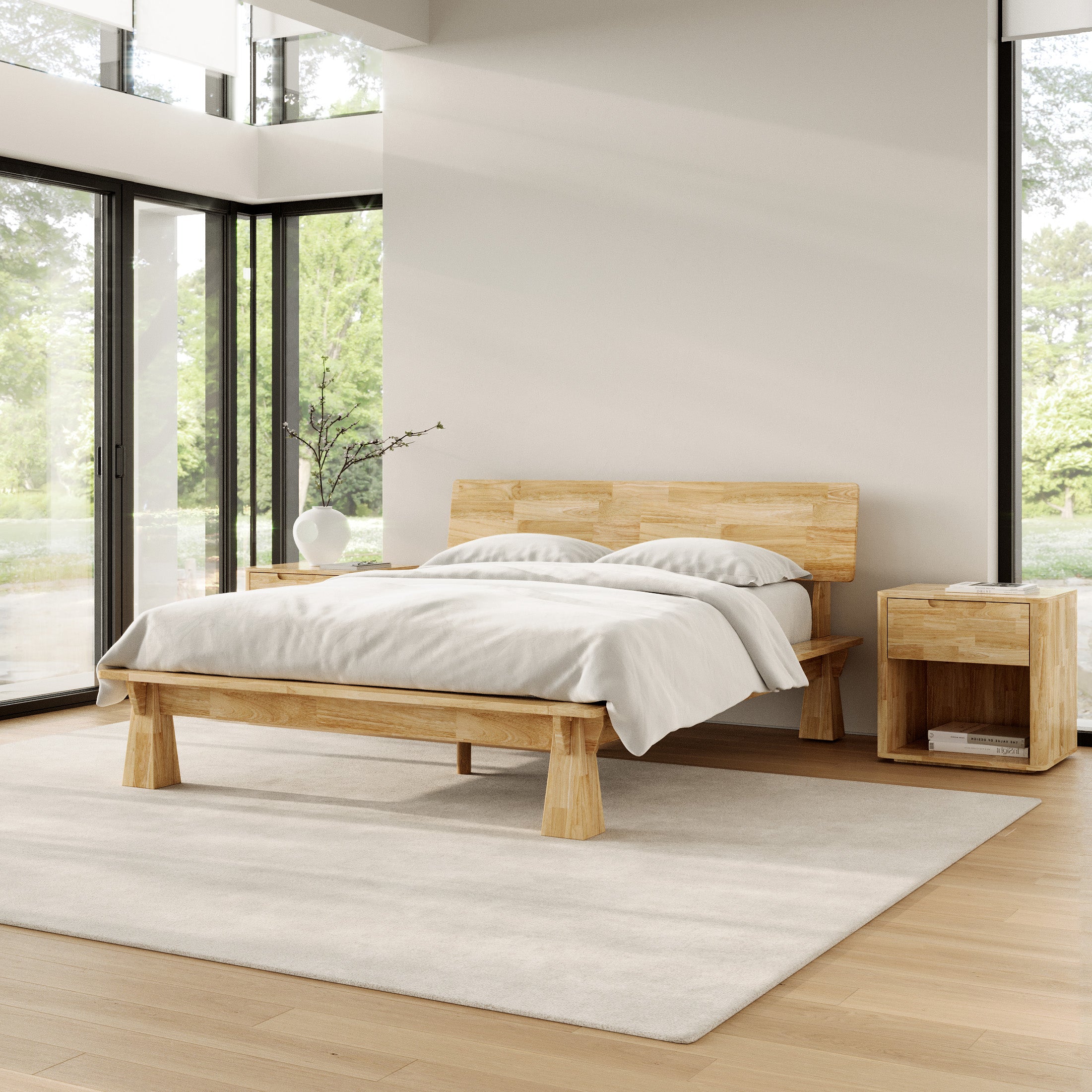 CONNECT PLATFORM BED + WOODEN HEADBOARD + BEDSIDES