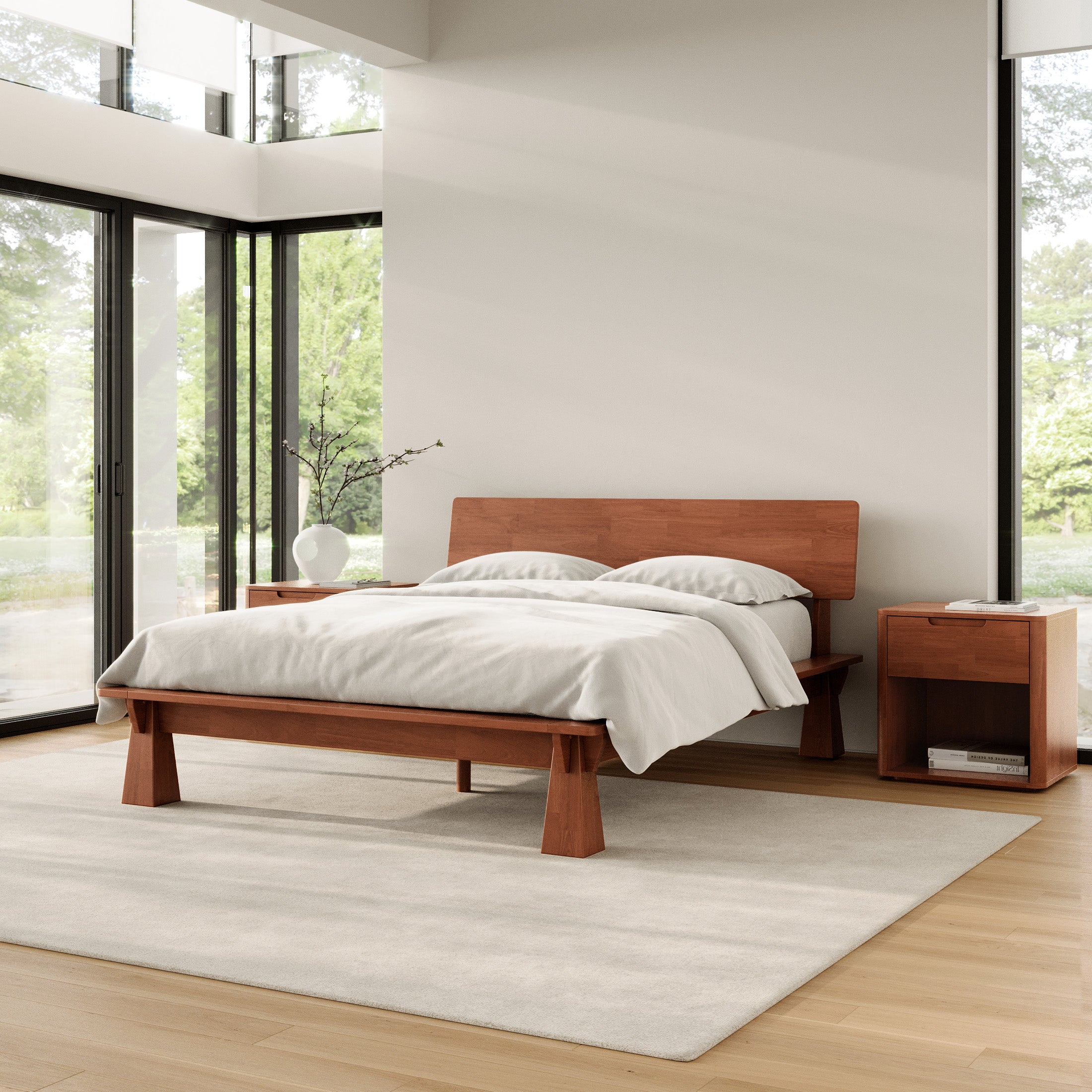 CONNECT PLATFORM BED + WOODEN HEADBOARD + BEDSIDES