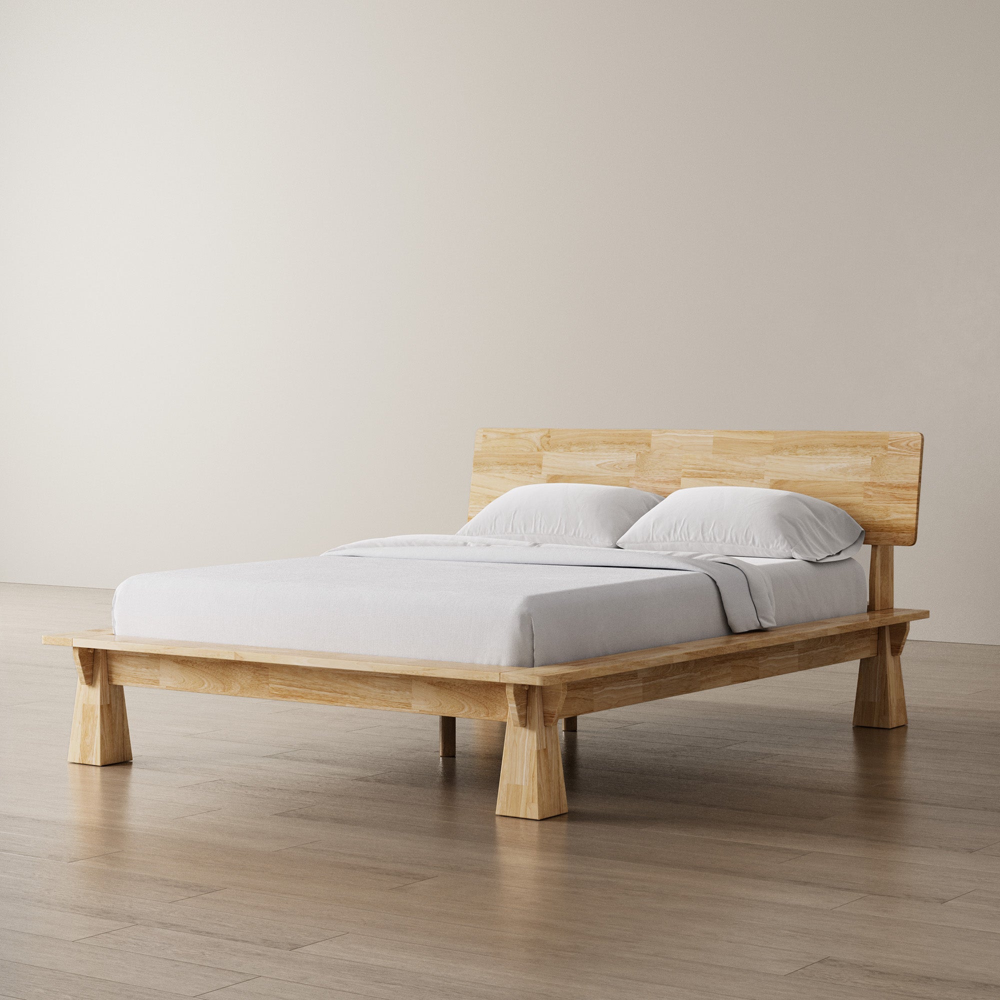 CONNECT PLATFORM BED + WOODEN HEADBOARD