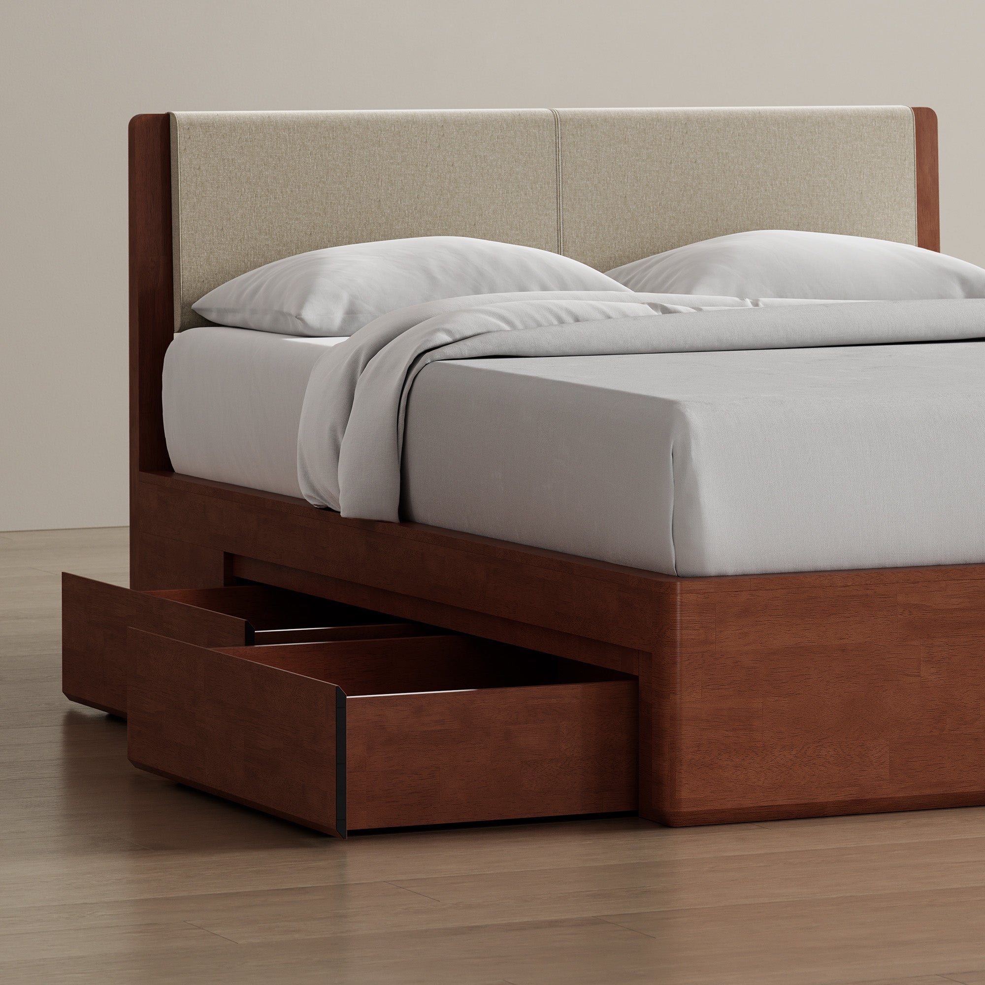 Surround Storage Bed + Cushion Headboard