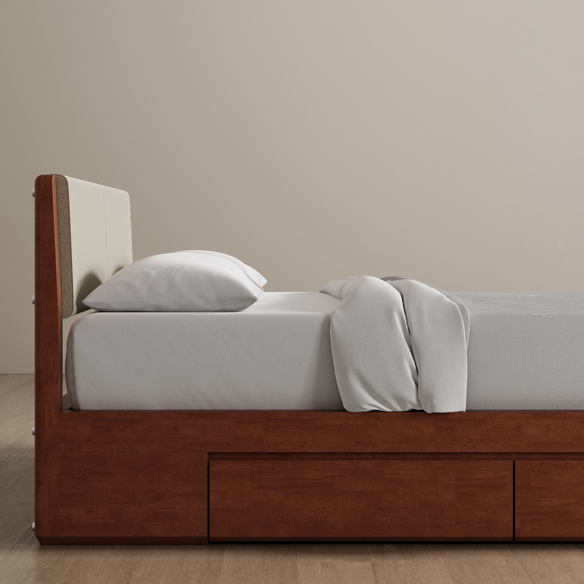 Surround Storage Bed + Cushion Headboard