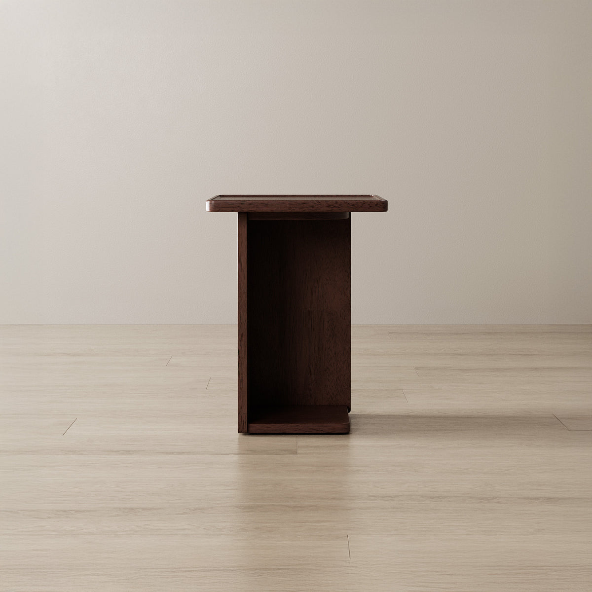 Bookshelf Side Table in Dark Walnut | Solid Wood Bedside Table |Ineshi