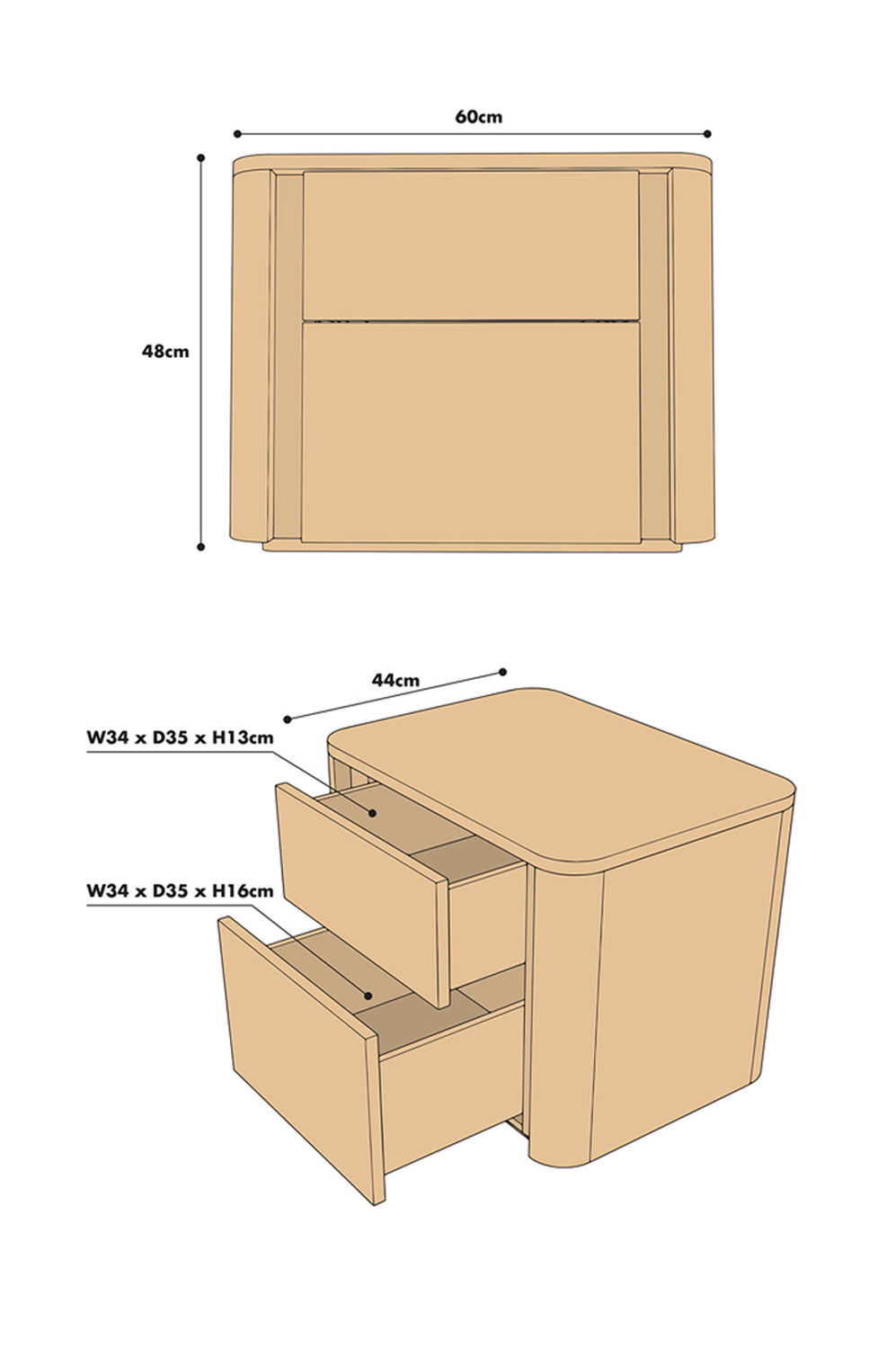 Marshmallow Bedside Table in Walnut - Modern & Sustainably-Made