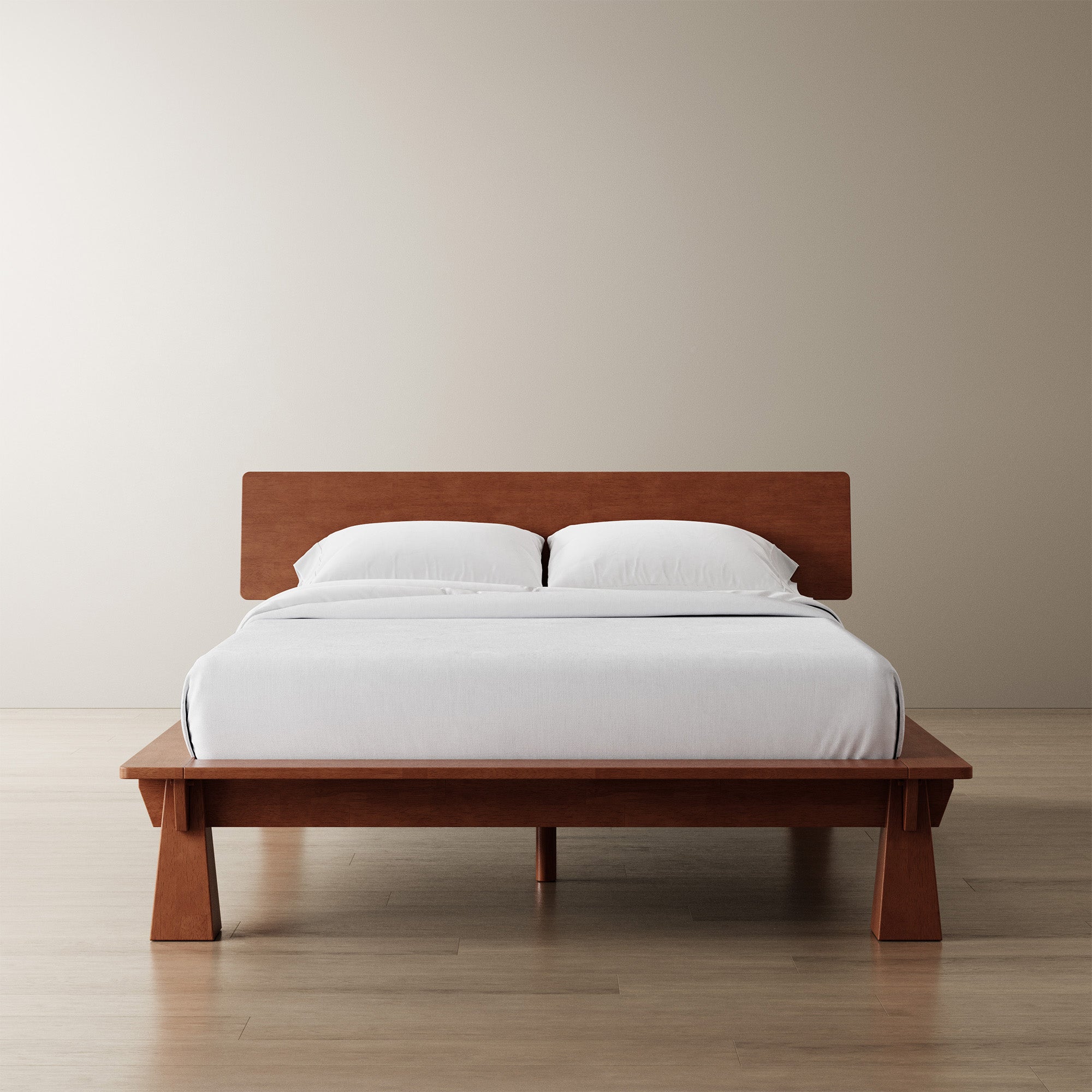Platform Bed + Wooden Headboard