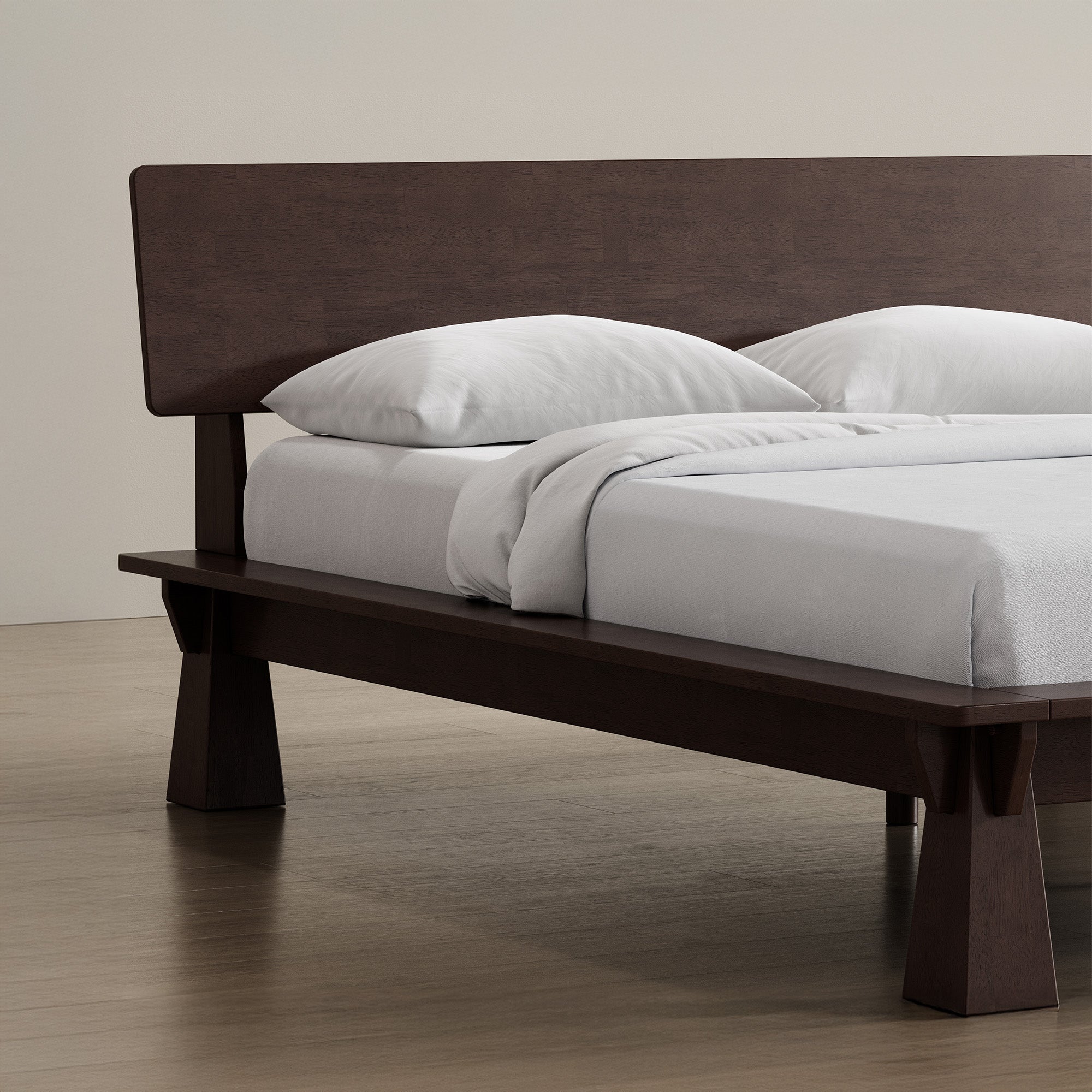 Platform Bed + Wooden Headboard