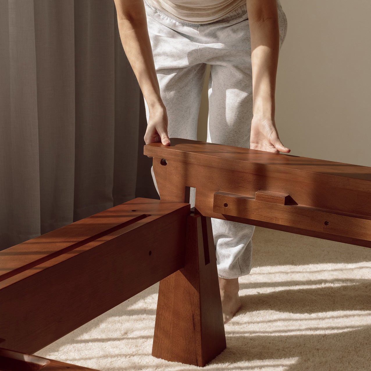 Platform Bed + Cushioned Headboard + Bedsides