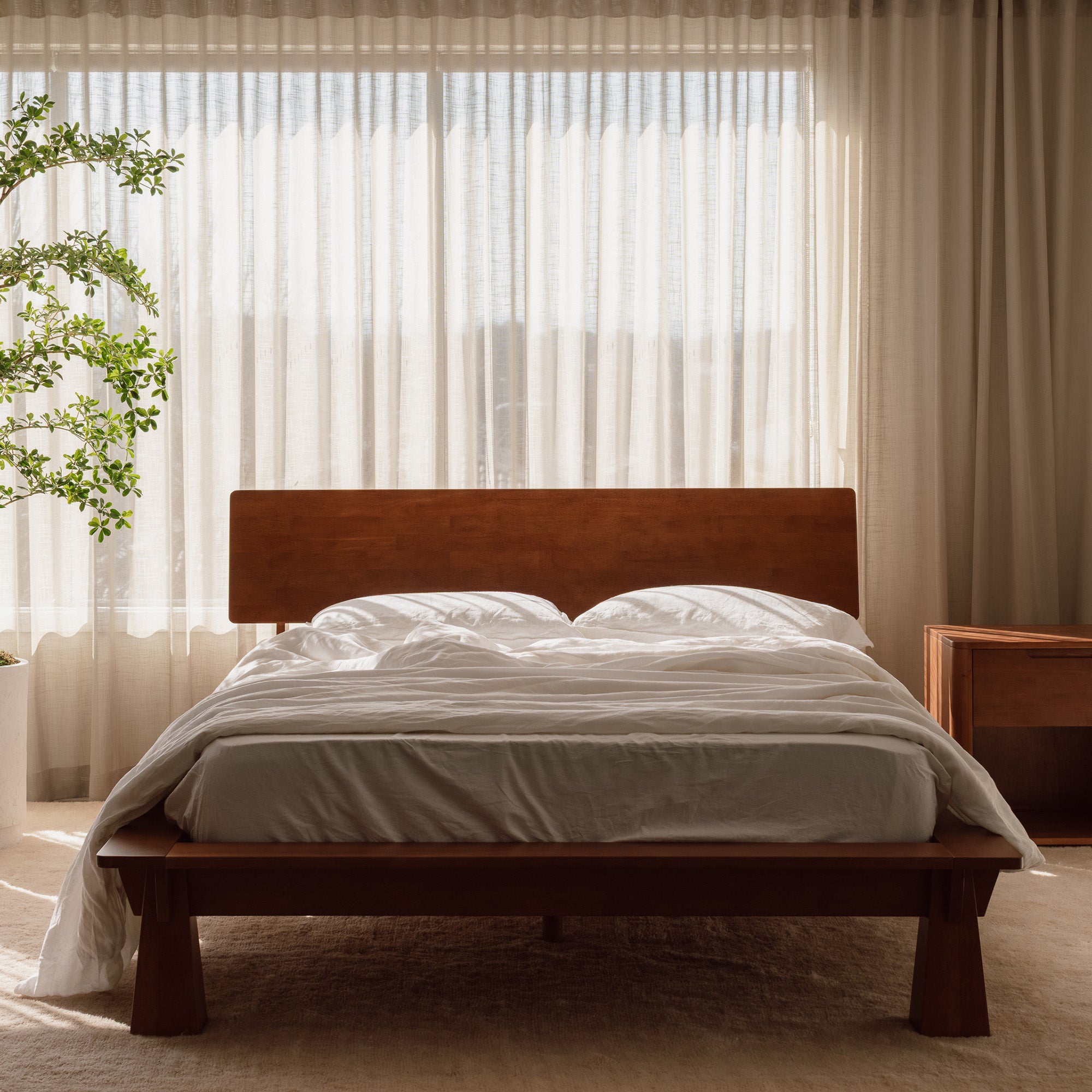Connect Platform Bed + Wooden Headboard