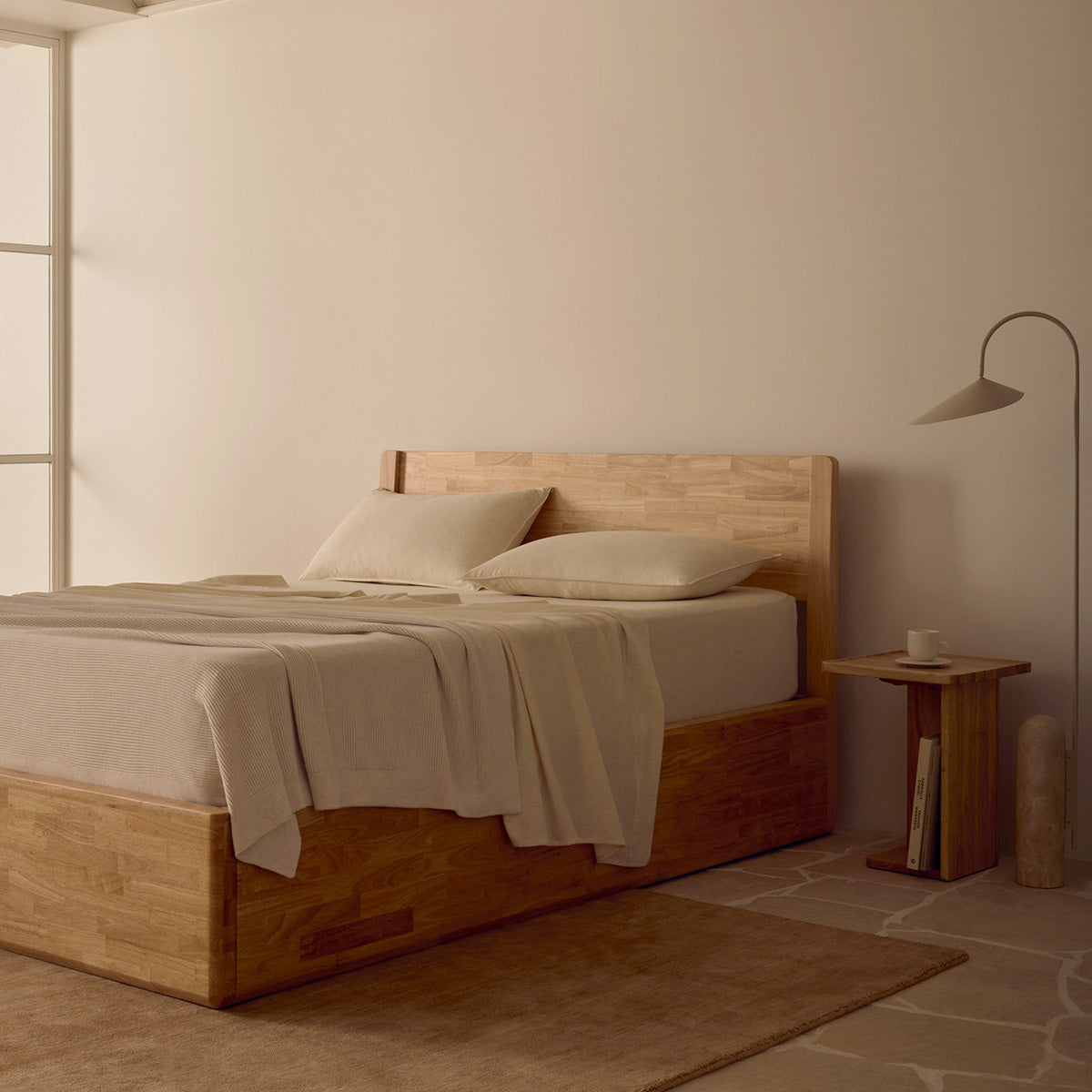 Surround Bed + Wooden Headboard