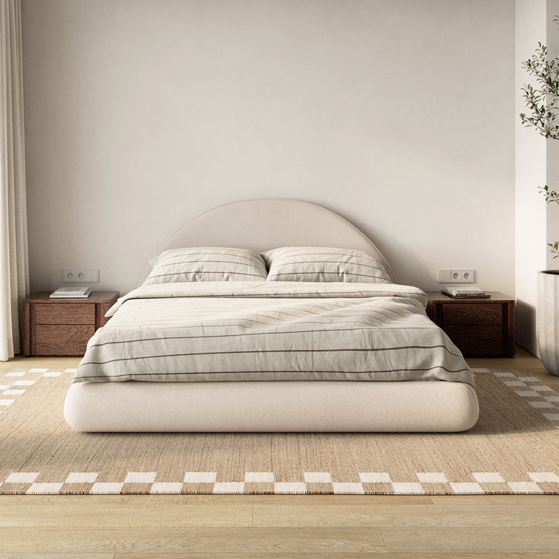 Marshmallow Bed Frame Curved in Buttercream - Never Stub Your Toes Again