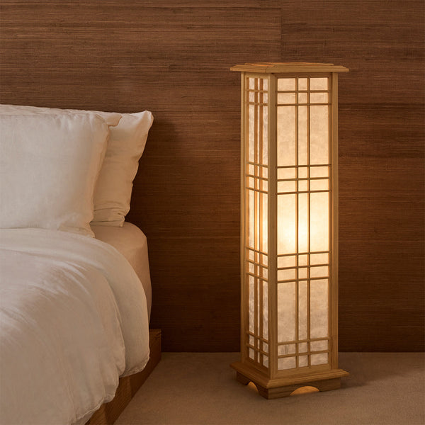 Modern Asian Style Round Shelf Floor Lamp in Black with White Shade main image 1