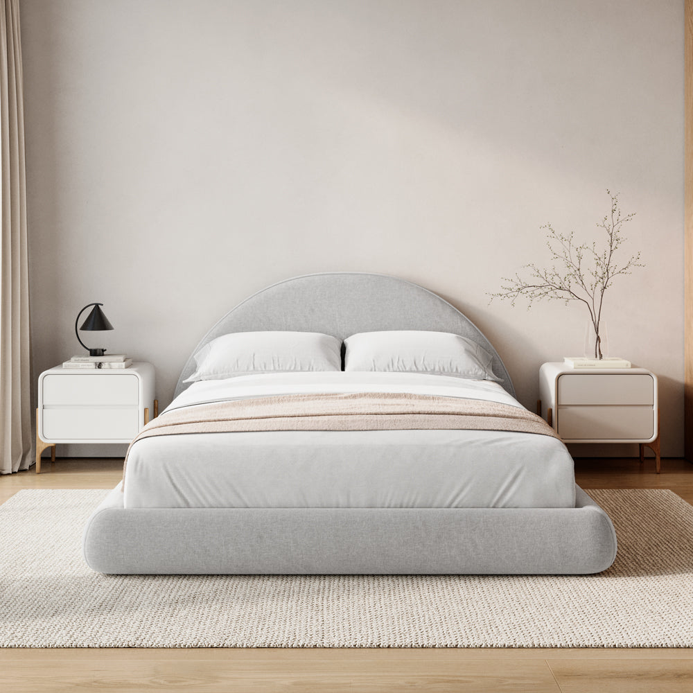 Marshmallow Bed Frame Curved Cloud Grey